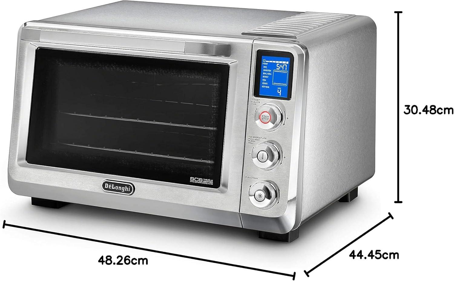 imageDeLonghi 10in1 Digital AirFryer 24L True Convection Toaster Oven with Internal Light Grills Broils Bakes Roasts Reheats Preset for Cookie ampamp Pizza 1800Watts Stainless Steel24L