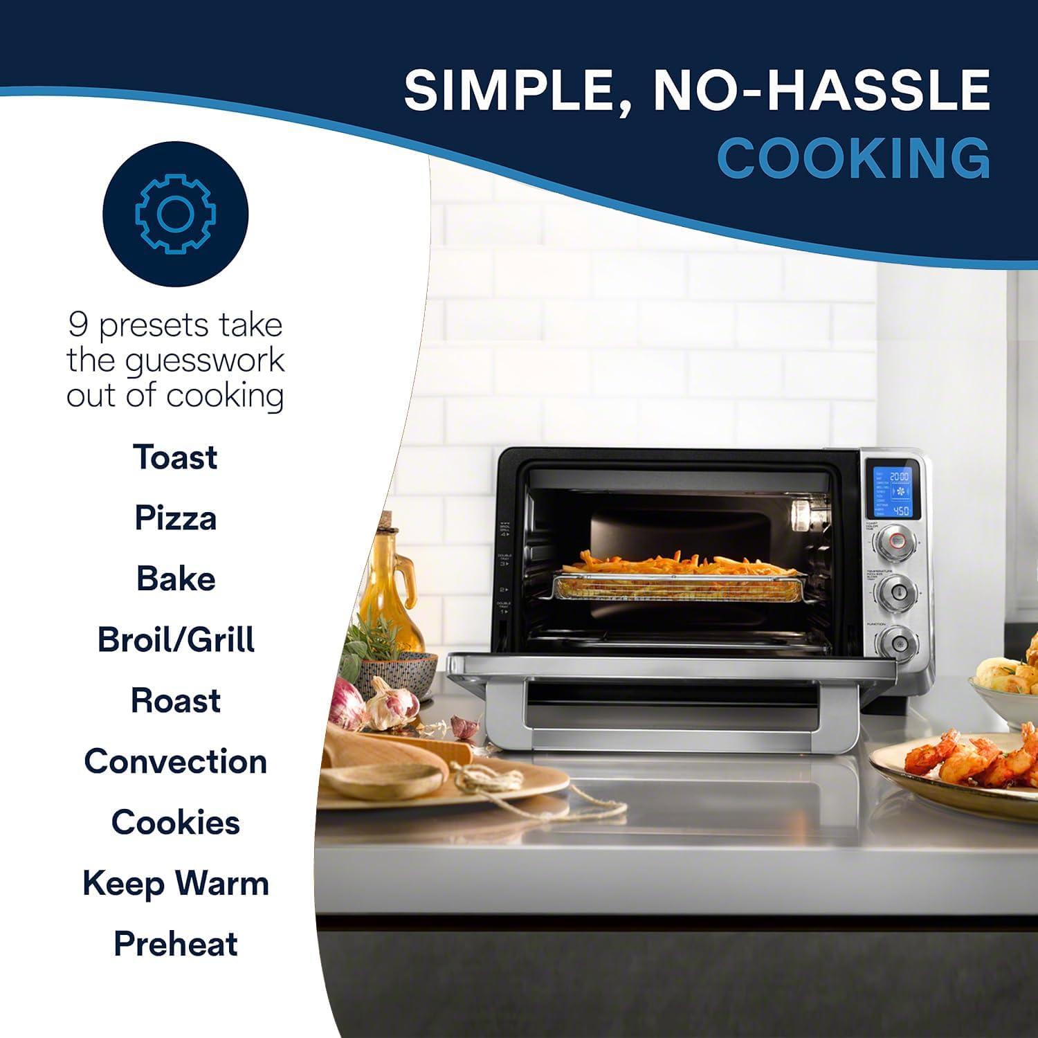 imageDeLonghi 10in1 Digital AirFryer 24L True Convection Toaster Oven with Internal Light Grills Broils Bakes Roasts Reheats Preset for Cookie ampamp Pizza 1800Watts Stainless Steel24L