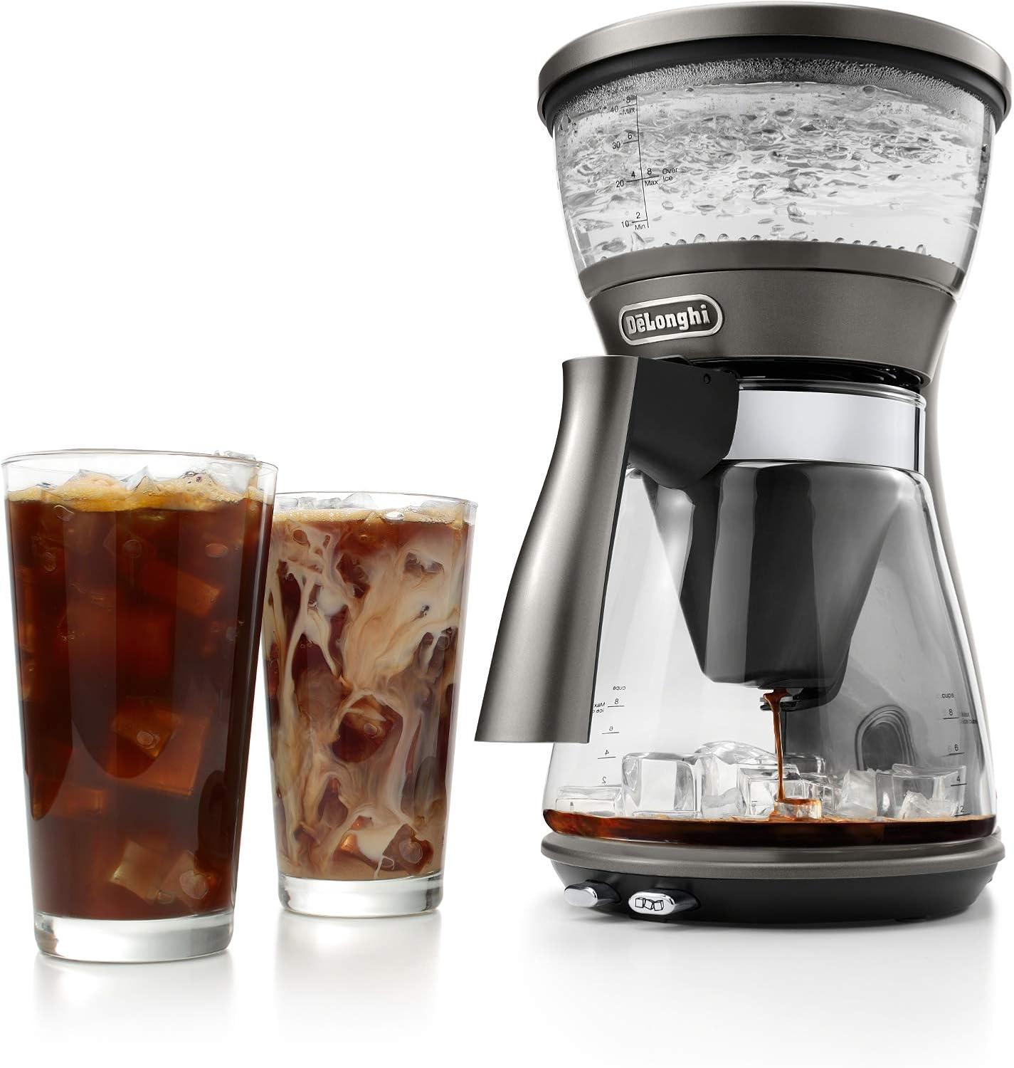 imageDeLonghi 3in1 Specialty Coffee Brewer IcedCoffee Maker Bold Cold Brew Gourmet Pour Over Premium Drip SCA GoldenCup Certified Glass Carafe 8Cup ICM17270