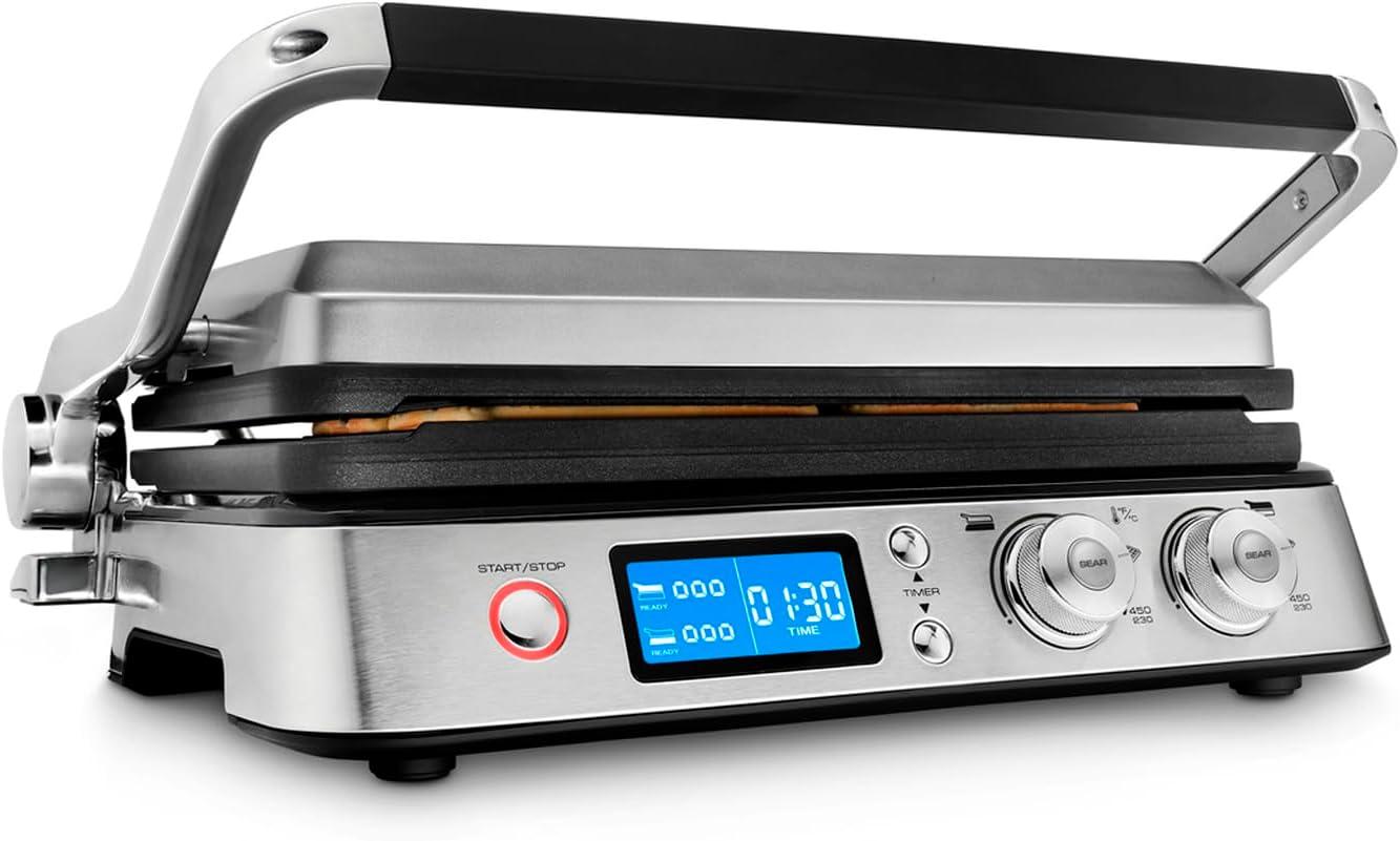 imageDeLonghi America CGH1020D Livenza All Day Combination Contact Grill and Open Barbecue Stainless SteelGriddle and Waffle Maker