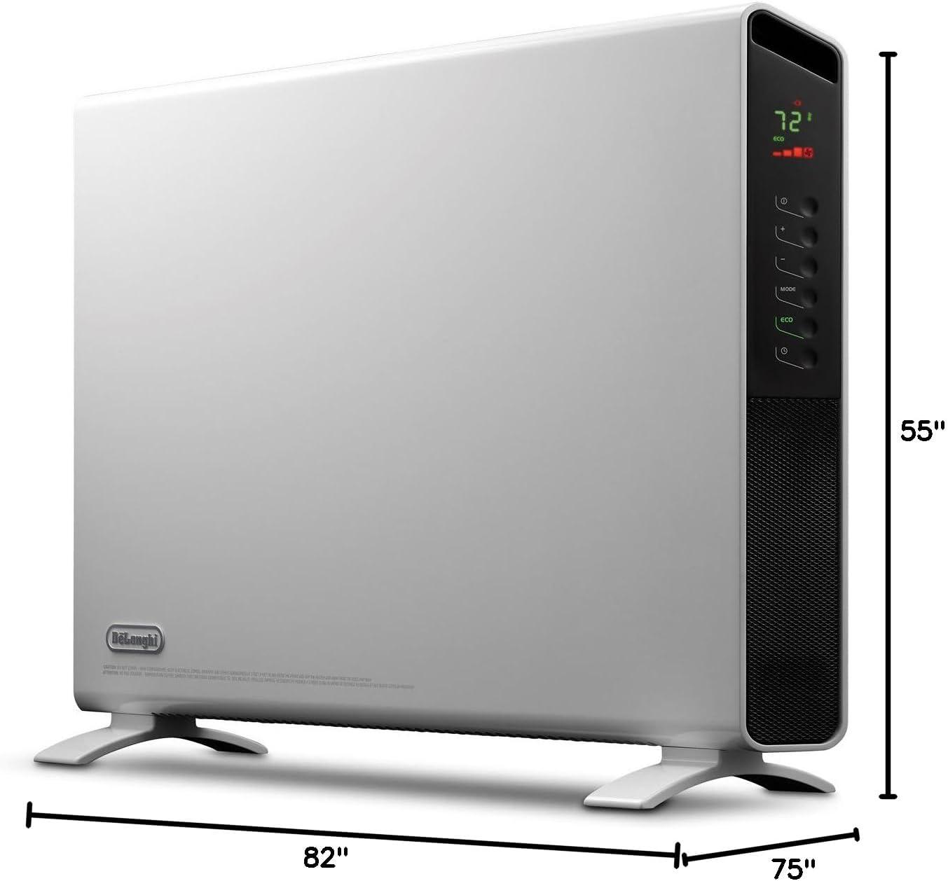 imageDeLonghi Convection Panel Heater Full Room Quiet 1500W portable electric heater is freestandingeasily wall mounted Energy Saving quick heat distribution timer white HCX9115EWhite