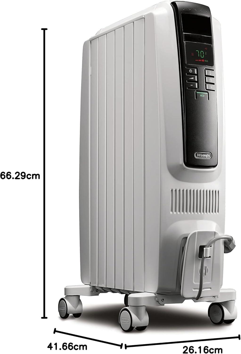imageDeLonghi Dragon Digital Oil Filled Radiator Heater 1500W Electric Space Heater for indoor use programmable timer Energy Saving full room heater with safety features TRD40615EWhite