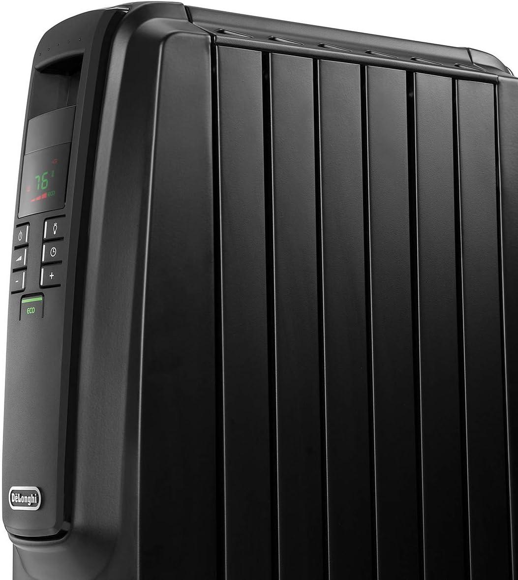 imageDeLonghi Dragon Digital Oil Filled Radiator Heater 1500W Electric Space Heater for indoor use programmable timer Energy Saving full room heater with safety features TRD40615EBlack