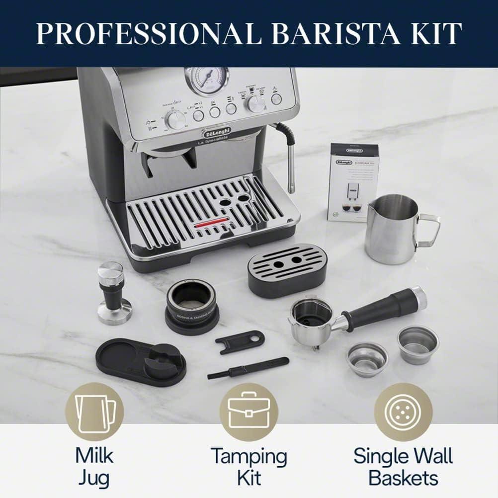 imageDeLonghi La Specialista Espresso Machine with Grinder Milk Frother 1450W Barista Kit Bean to Cup Coffee ampamp Cappuccino MakerStainless Steel BlackSpecialista