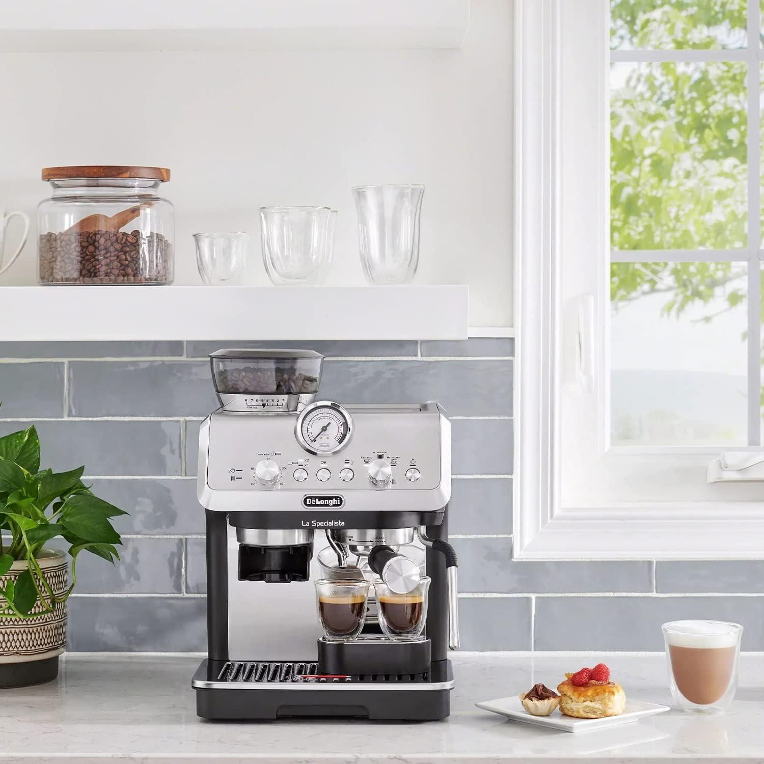 imageDeLonghi La Specialista Espresso Machine with Grinder Milk Frother 1450W Barista Kit Bean to Cup Coffee ampamp Cappuccino MakerStainless Steel BlackSpecialista