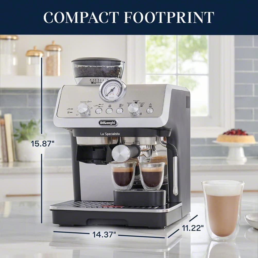 imageDeLonghi La Specialista Espresso Machine with Grinder Milk Frother 1450W Barista Kit Bean to Cup Coffee ampamp Cappuccino MakerStainless Steel BlackSpecialista