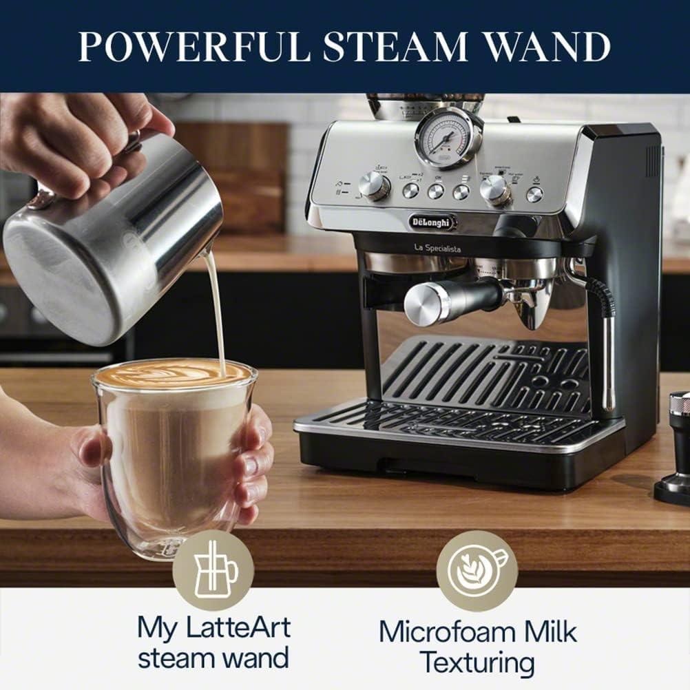 imageDeLonghi La Specialista Espresso Machine with Grinder Milk Frother 1450W Barista Kit Bean to Cup Coffee ampamp Cappuccino MakerStainless Steel BlackSpecialista
