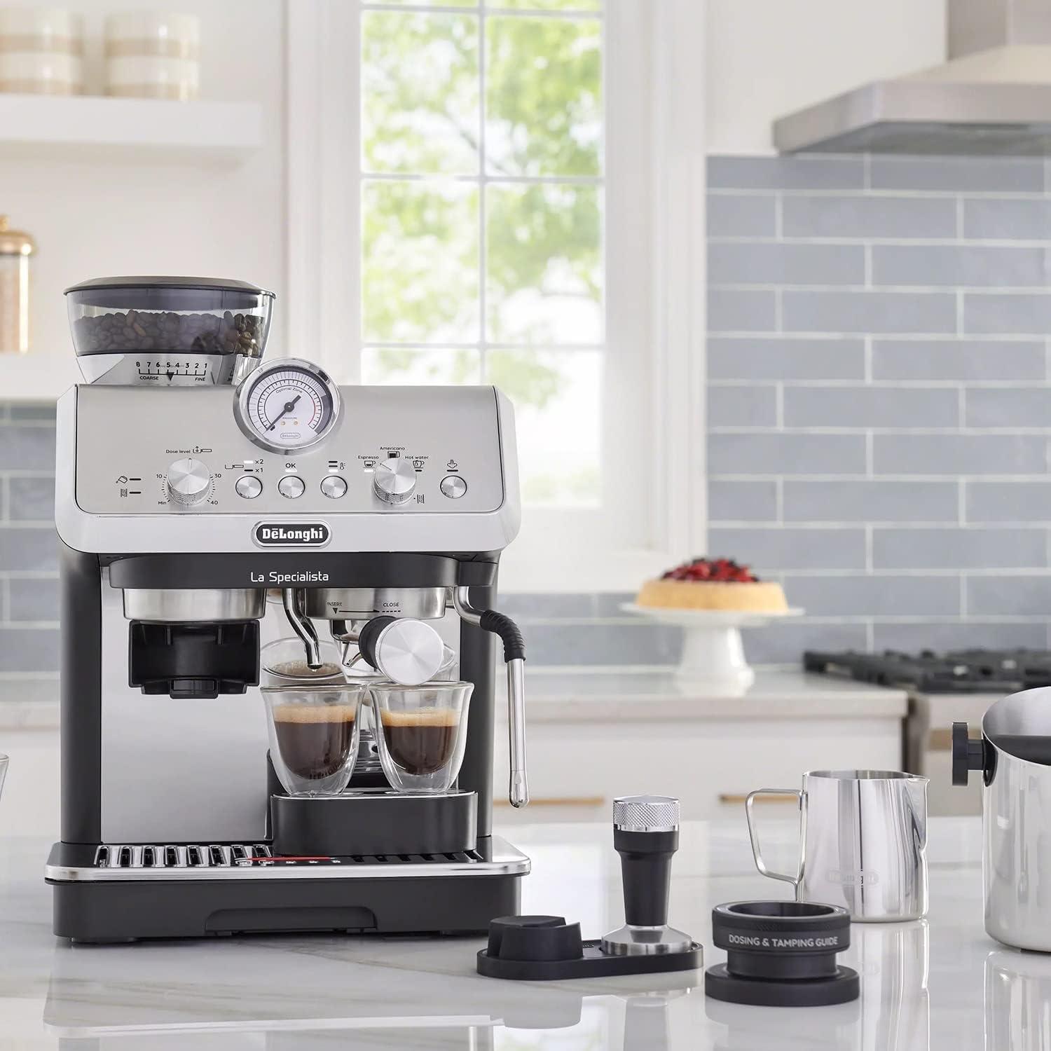 imageDeLonghi La Specialista Espresso Machine with Grinder Milk Frother 1450W Barista Kit Bean to Cup Coffee ampamp Cappuccino MakerStainless Steel BlackSpecialista