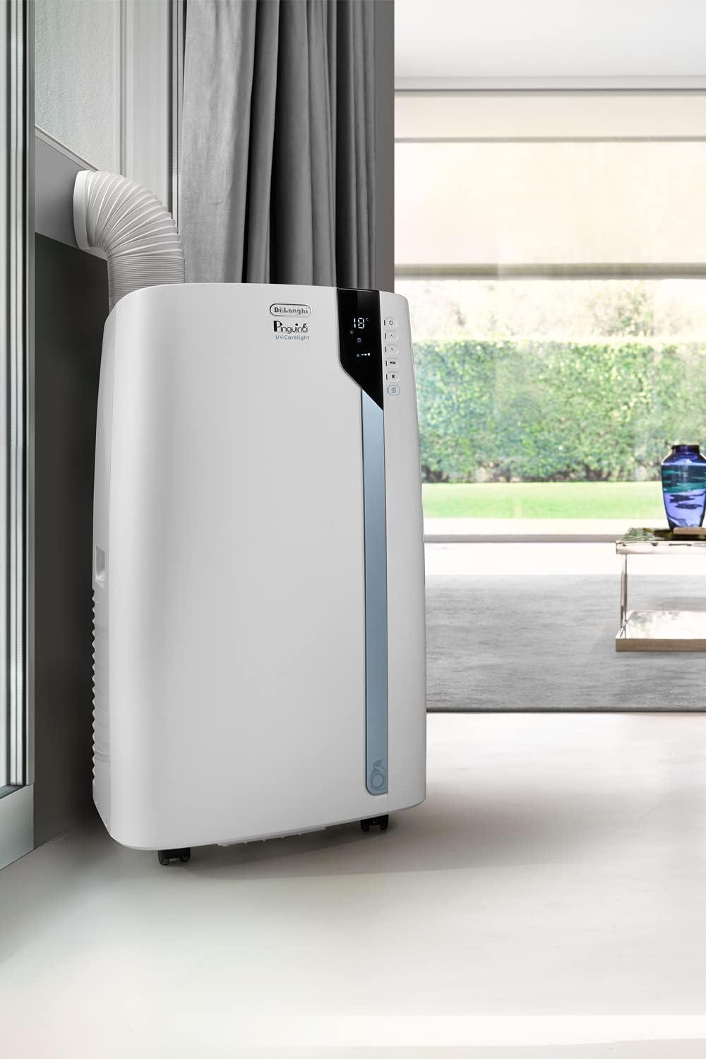 imageDeLonghi PACEX390UVcare6AL WH PAC Portable Air Conditioner Dehumidifier Fan ampamp UVCarelight 14000 BTU UV CARE White