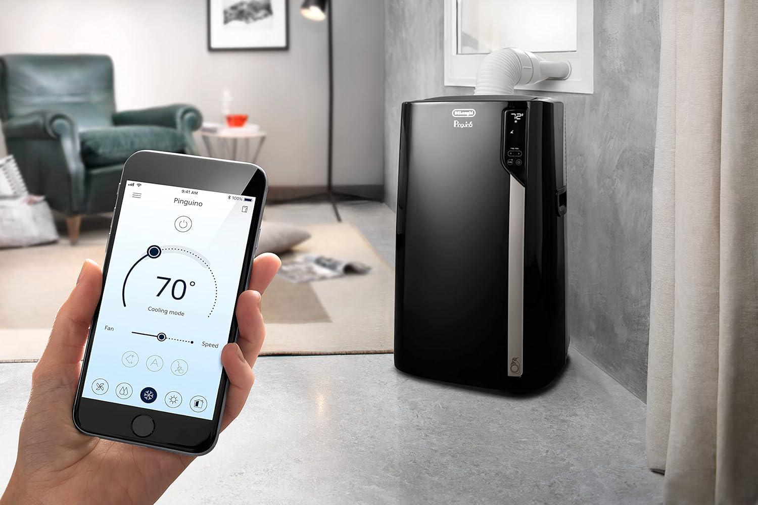 imageDeLonghi Portable Air Conditioner 12500 BTUcool extra large rooms up to 550 sq ftwifi with alexaenergy savingheatquietremoteAC Unitdehumidifierfanprogrammablewindow venting kitEL376HRGFK