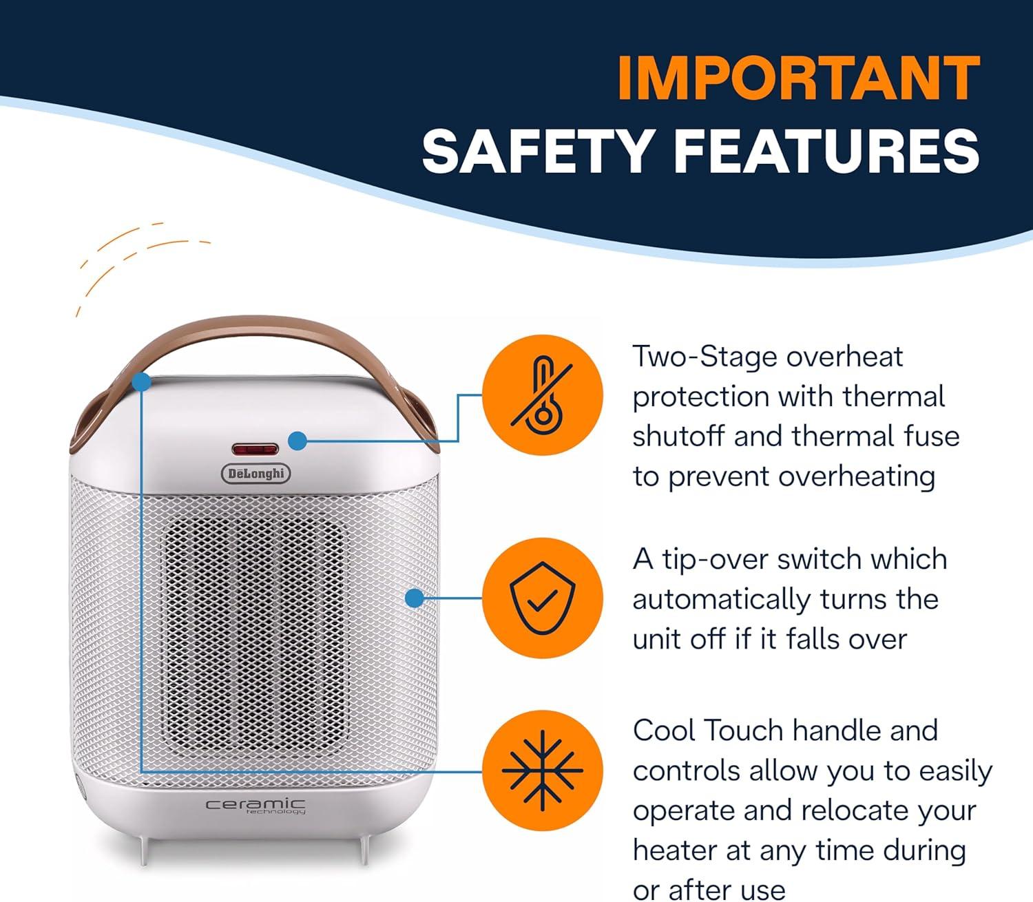 imageDelonghi HFX30C15W Capsule Ceramic Heater White