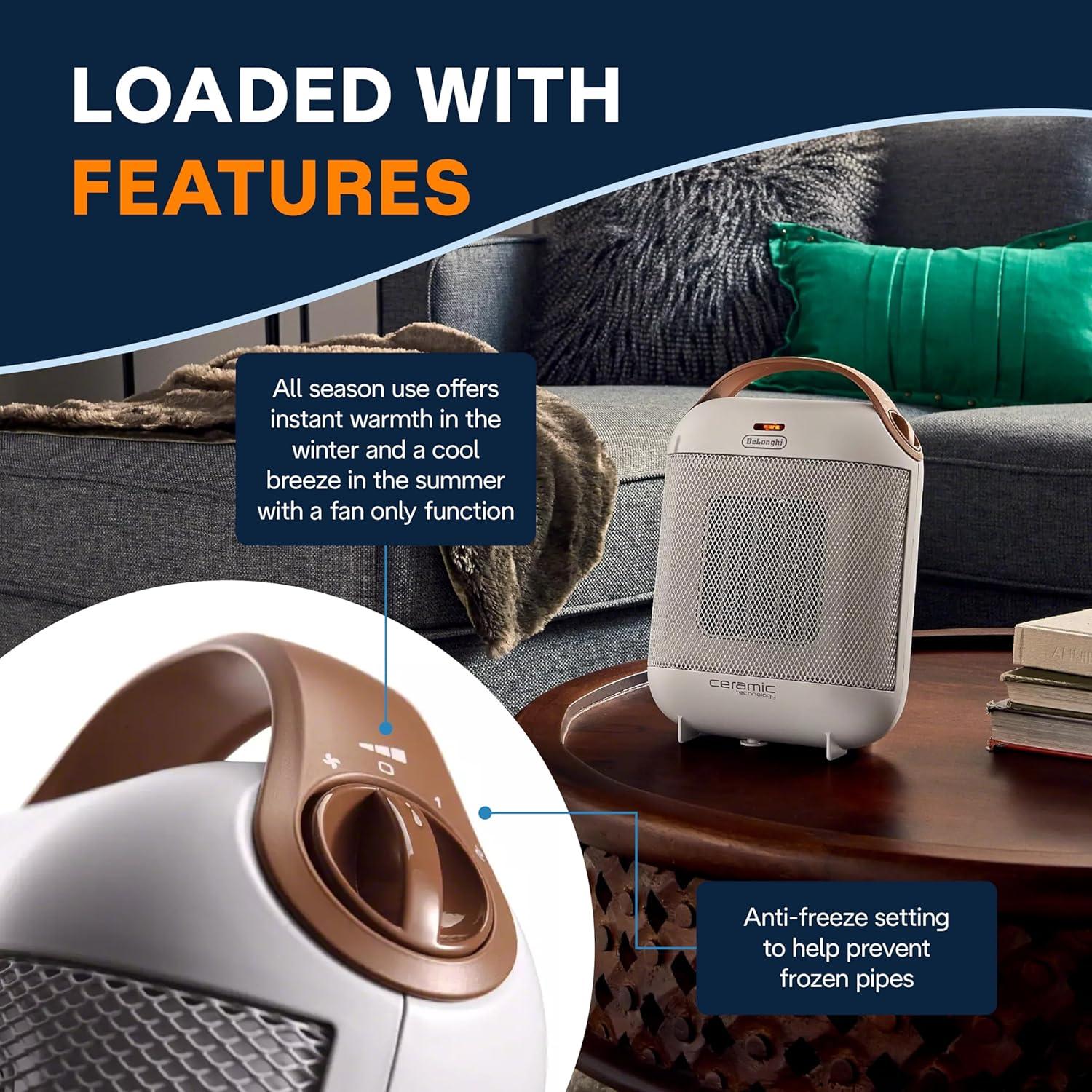 imageDelonghi HFX30C15W Capsule Ceramic Heater White