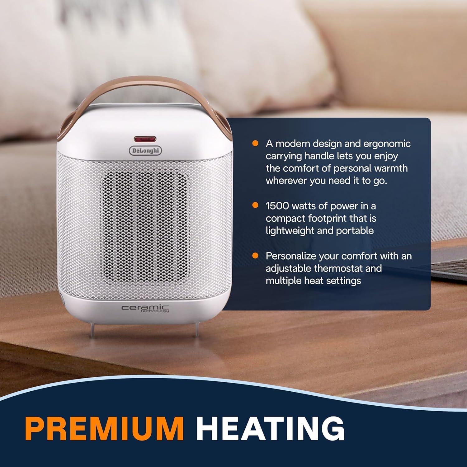 imageDelonghi HFX30C15W Capsule Ceramic Heater White