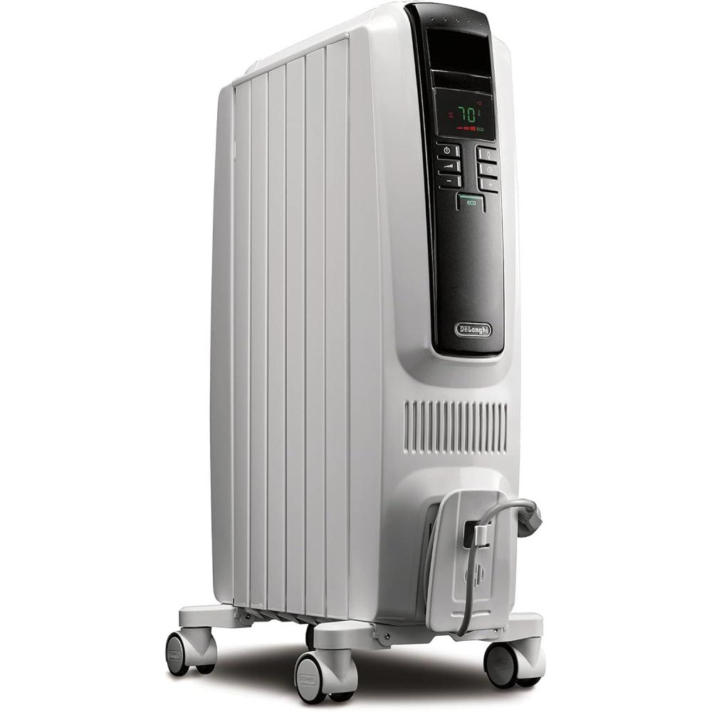 imageDeLonghi Dragon Digital Oil Filled Radiator Heater 1500W Electric Space Heater for indoor use programmable timer Energy Saving full room heater with safety features TRD40615EWhite