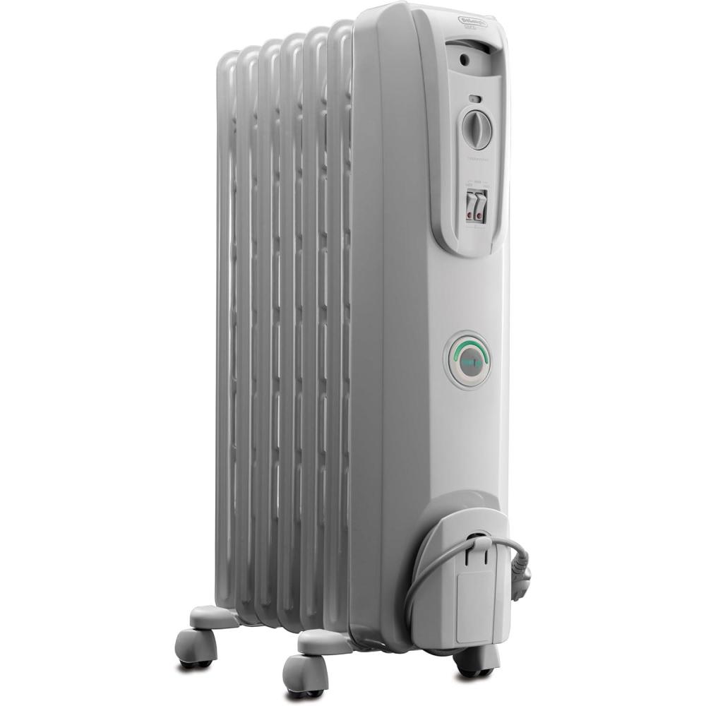 imageDeLonghi Oil filled Radiator Heater 1500W Electric Space Heater for indoor use portable room heater Energy Saving full room like office and bedroom with safety features EW7707CMWhite