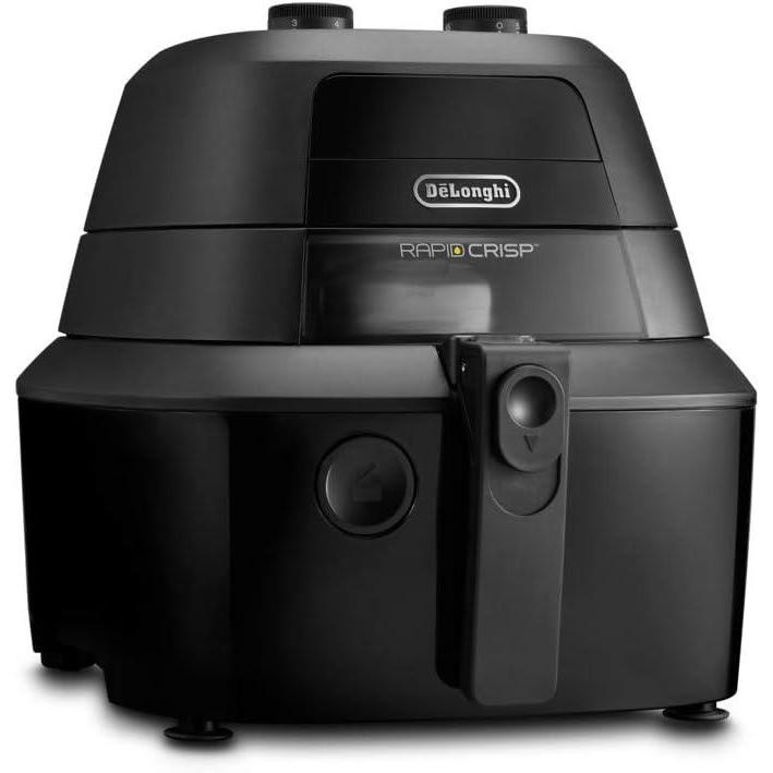 imageDeLonghi Rapid Crisp Air Fryer 5Quart 1700Watt XL Cooker Fries Crisps Roasts Bakes 5 Preset Functions Pizza Setting Up to 20 Faster Cooking Easy Clean Nonstick 360 Viewing BlackFH2133