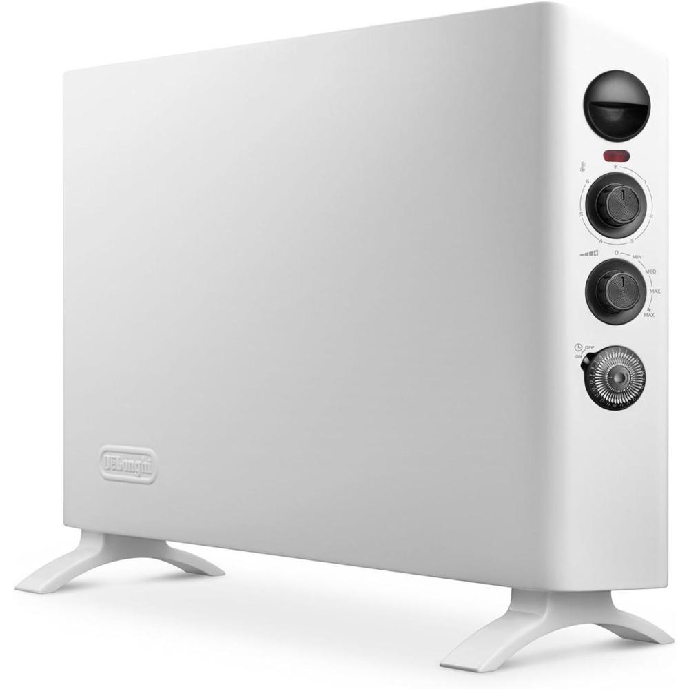 imageDeLonghi Slim Style Convection Panel Heater Full Room Quiet 1500W portable electric heaterFreestandingeasily Wall mounted quick heat distribution Thermostat Timer HSX3315FTS