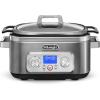 imageDeLonghi Livenza MultiCooker Stainless Steel  6 qt  Crock Pot Slow Cooker  24Hour Programmability ampamp Seven Modes  Includes NonStick DishwasherSafe Pot Steam Rack ampamp Glass Lid