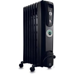 De’Longhi Oil filled Radiator Heater, 1500W Electric Space Heater for indoor use, portable room heater, Energy Saving, full room like office and bedroom with safety features, EW7707CM(Black)