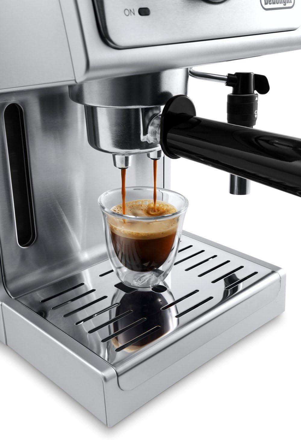 imageDeLonghi 15Bar Pump Espresso Machine with Milk Frother ampamp Temperature Control Compact Home Barista Coffee Maker for Espresso Latte Cappuccino ampamp Iced Coffee Easy to Clean DesignSilverStainless Steel