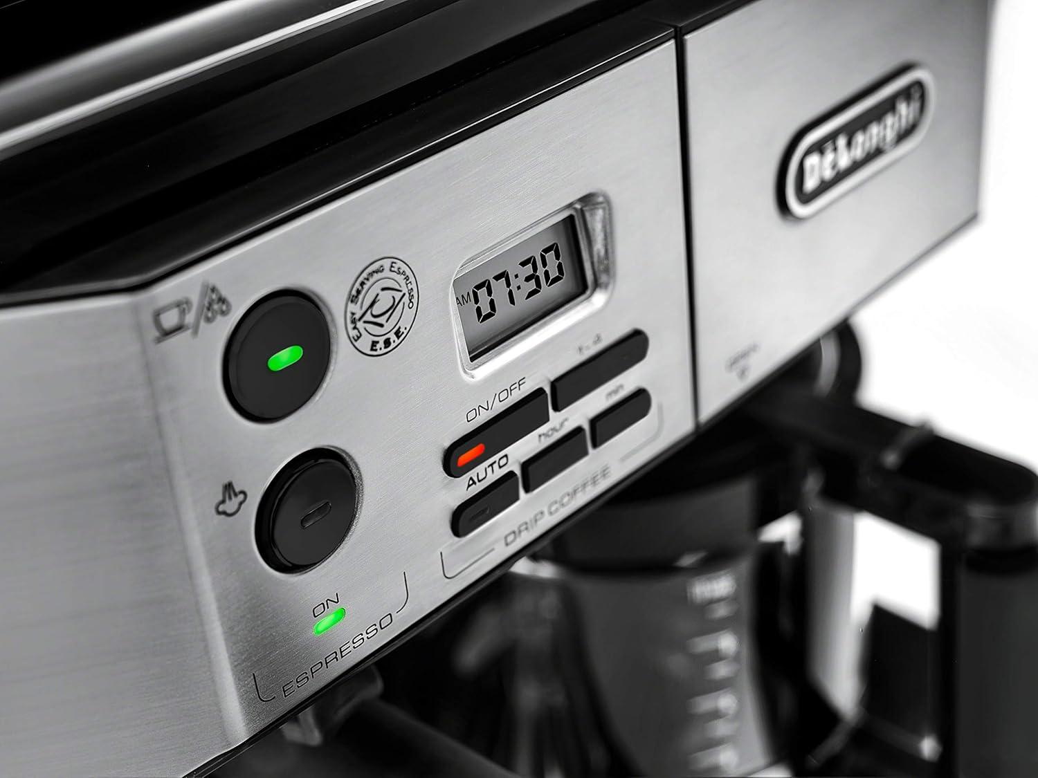 imageDeLonghi BCO430BM AllinOne Combination Maker ampamp Espresso Machine Advanced Milk Frother for Cappuccino Latte ampamp Macchiato Glass Coffee Pot 10CupSilverBlack