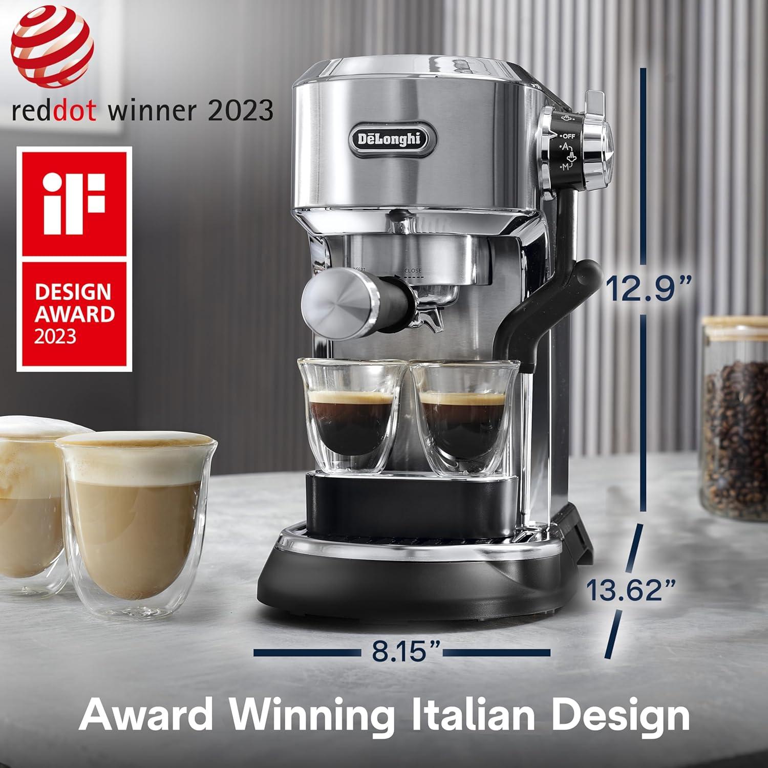 imageDeLonghi Classic Espresso Machine with Milk Frother 15Bar Pump ampamp Temperature Control Barista Coffee Maker Kit for Espresso Latte Cappuccino ampamp IcedAutomatic Milk
