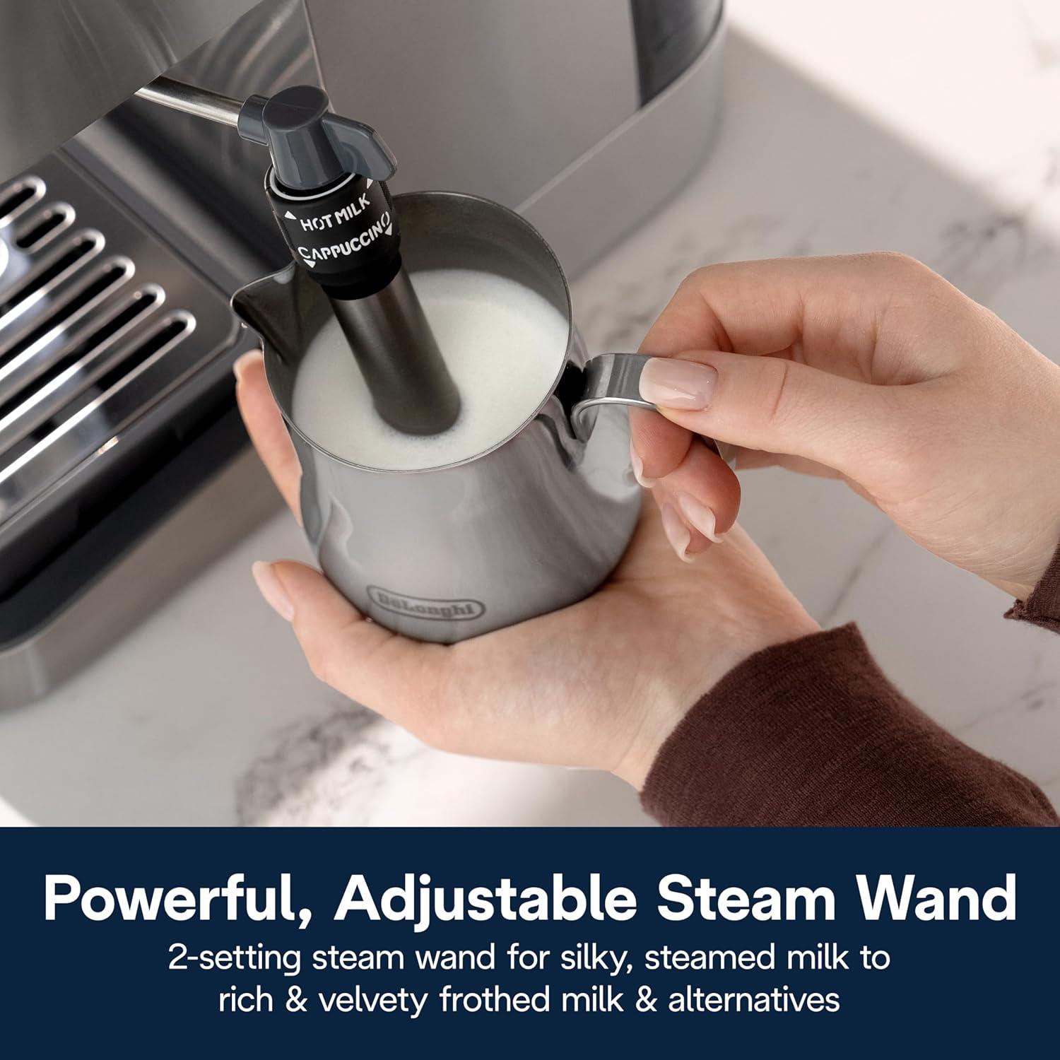 imageDeLonghi Classic Espresso Machine with Milk Frother 15Bar Pump ampamp Temperature Control Barista Coffee Maker Kit for Espresso Latte Cappuccino ampamp IcedClassic