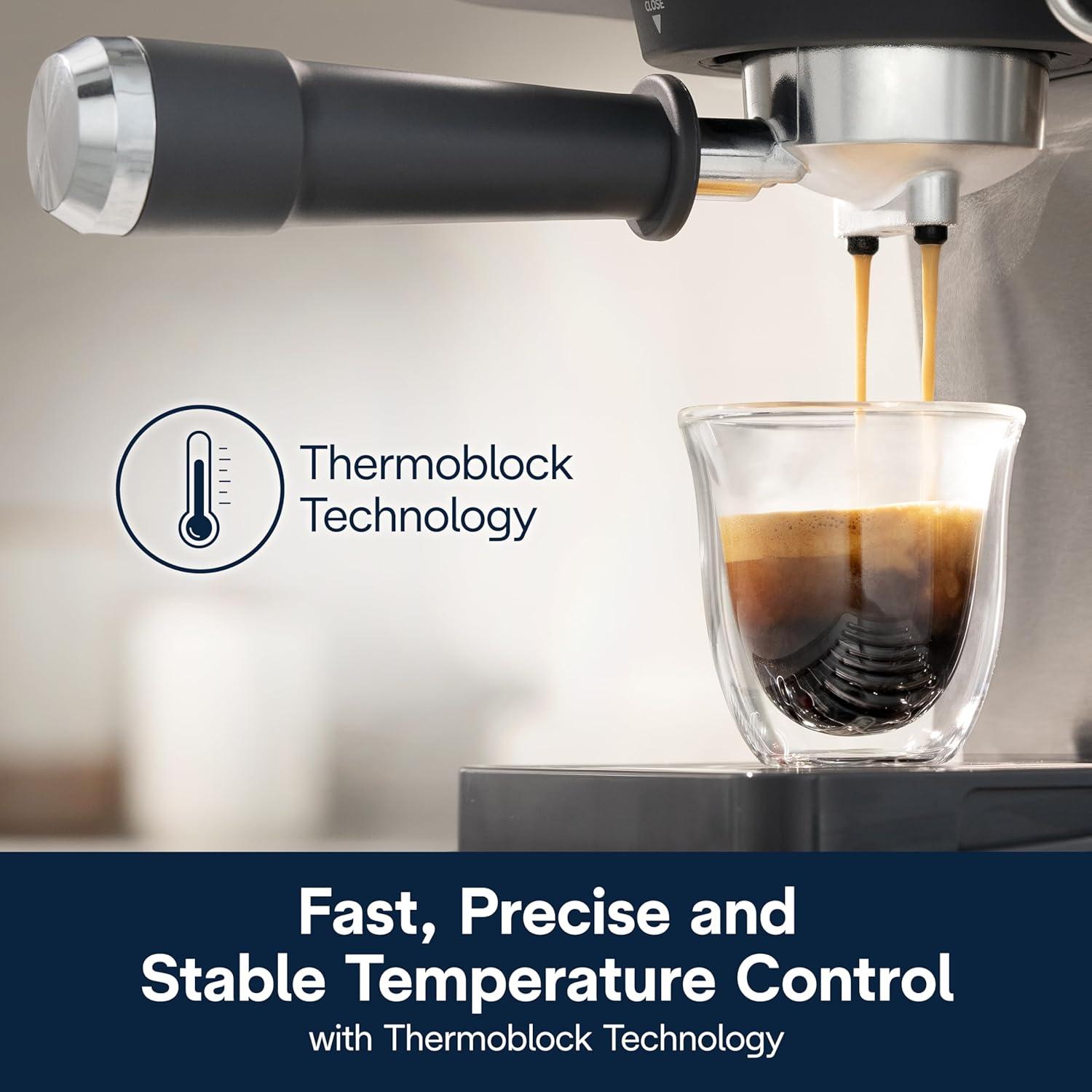imageDeLonghi Classic Espresso Machine with Milk Frother 15Bar Pump ampamp Temperature Control Barista Coffee Maker Kit for Espresso Latte Cappuccino ampamp IcedClassic