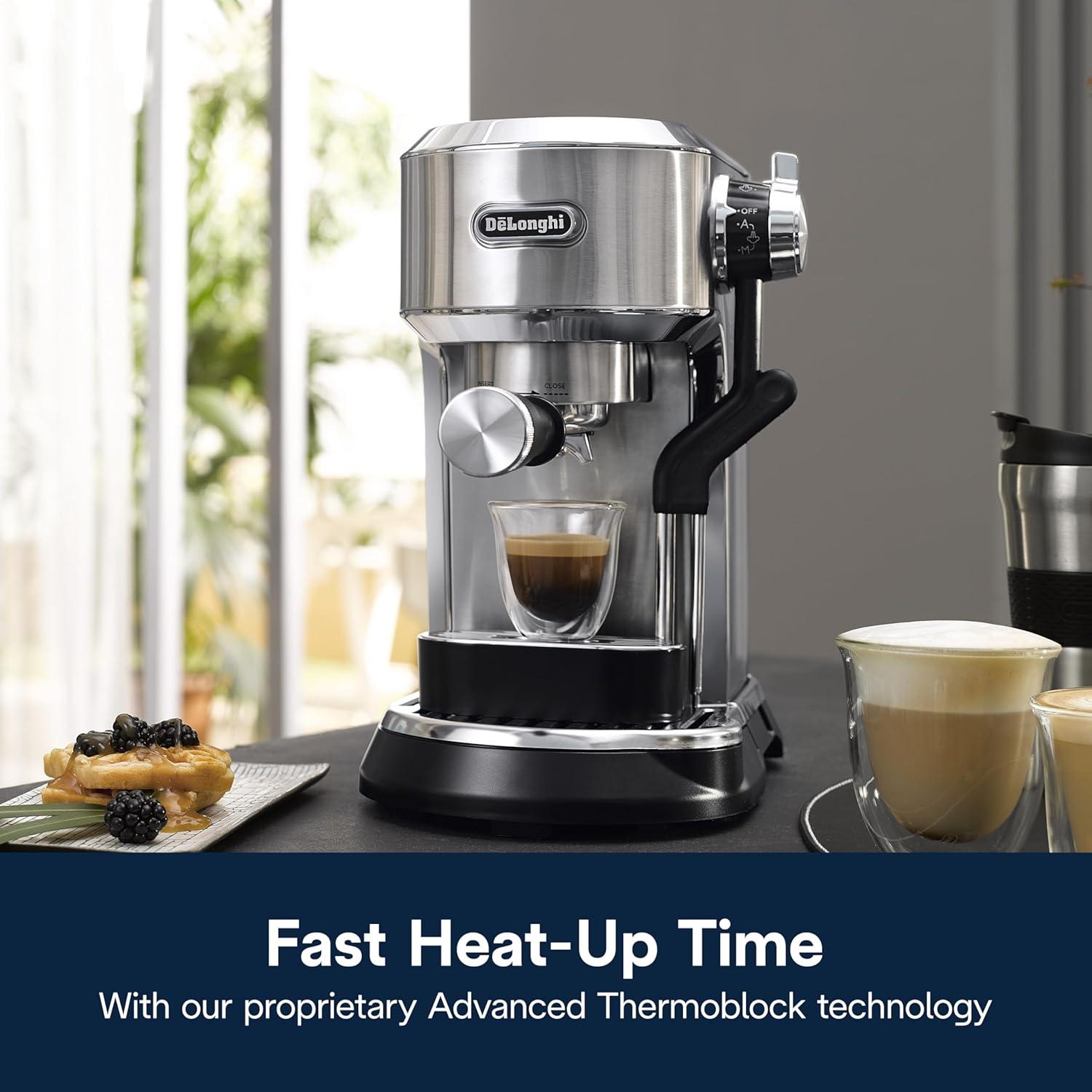 imageDeLonghi Classic Espresso Machine with Milk Frother 15Bar Pump ampamp Temperature Control Barista Coffee Maker Kit for Espresso Latte Cappuccino ampamp IcedAutomatic Milk