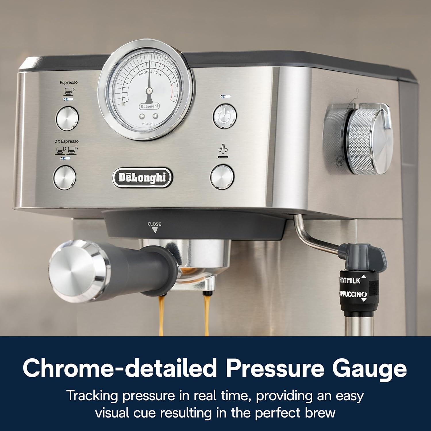 imageDeLonghi Classic Espresso Machine with Milk Frother 15Bar Pump ampamp Temperature Control Barista Coffee Maker Kit for Espresso Latte Cappuccino ampamp IcedClassic