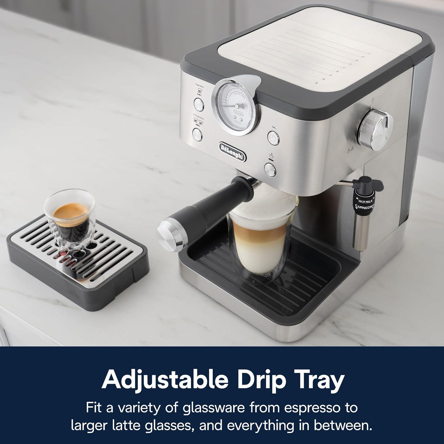 imageDeLonghi Classic Espresso Machine with Milk Frother 15Bar Pump ampamp Temperature Control Barista Coffee Maker Kit for Espresso Latte Cappuccino ampamp IcedClassic