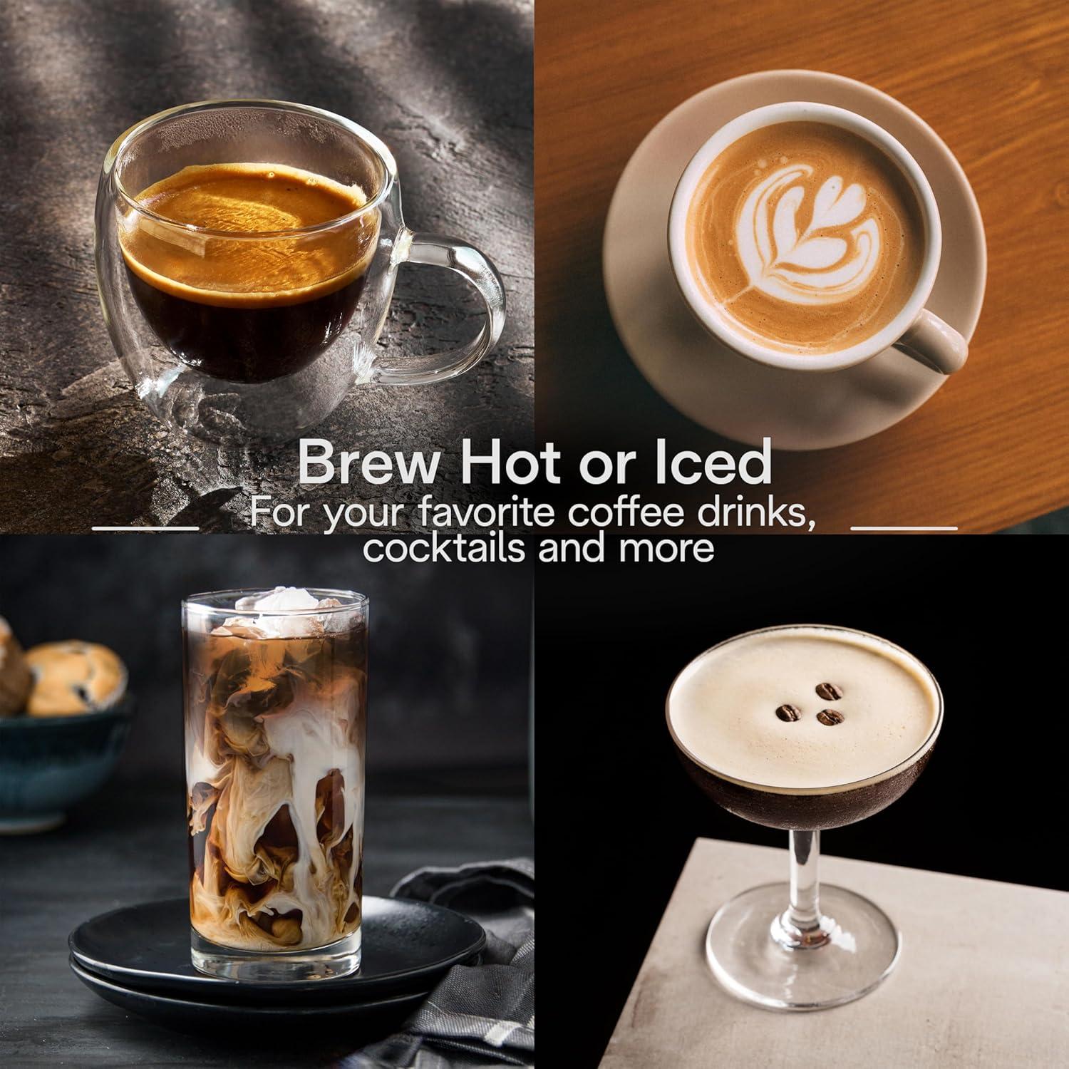 imageDeLonghi Dedica Duo Compact Espresso Machine Cold Brew Coffee Maker with Milk Frother Wand for Espresso Hot ampamp Iced Coffee Cappuccinos Lattes ampamp Home Barista Brewing Stainless Steel FinishVanilla