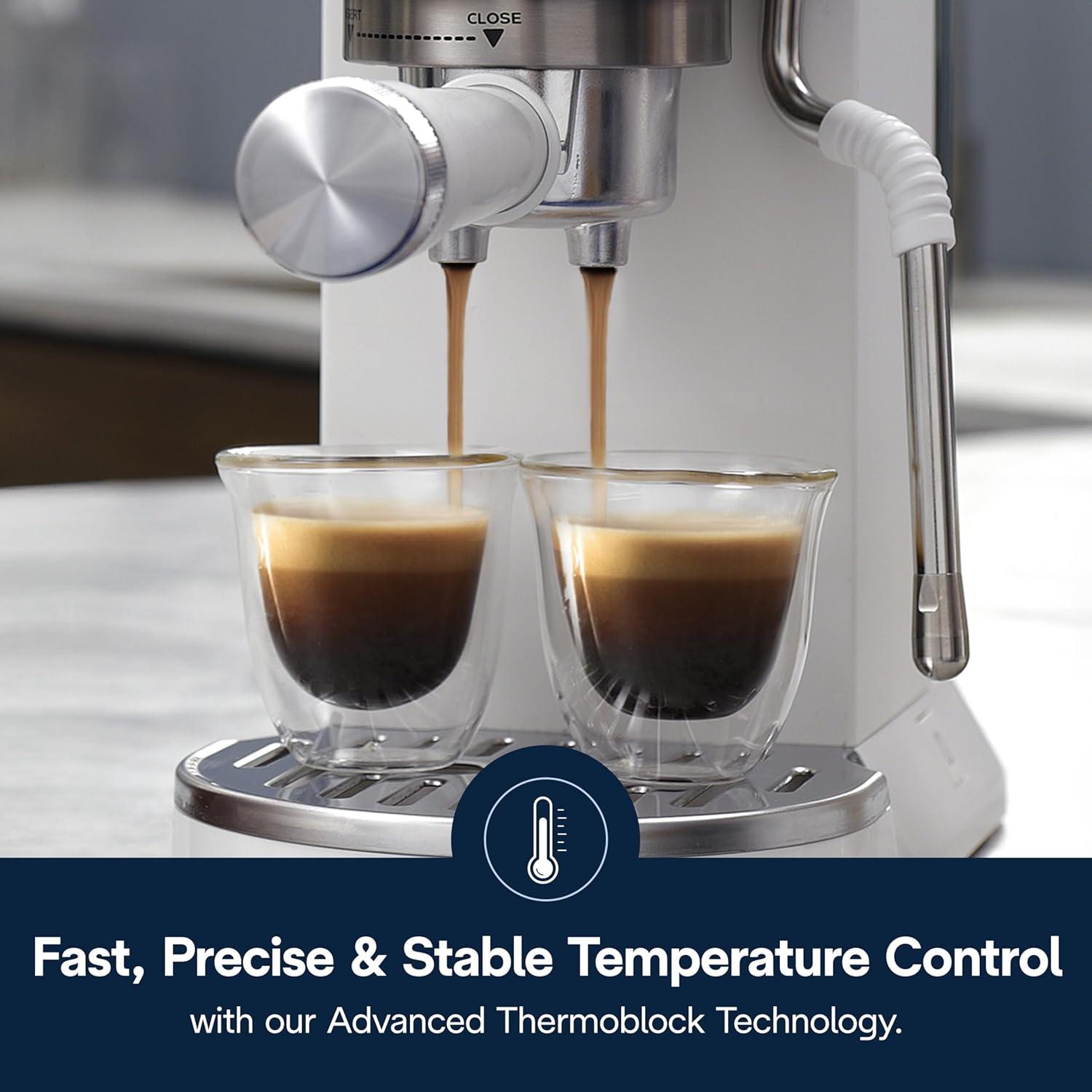imageDeLonghi Dedica Duo Compact Espresso Machine Cold Brew Coffee Maker with Milk Frother Wand for Espresso Hot ampamp Iced Coffee Cappuccinos Lattes ampamp Home Barista Brewing Stainless Steel FinishVanilla
