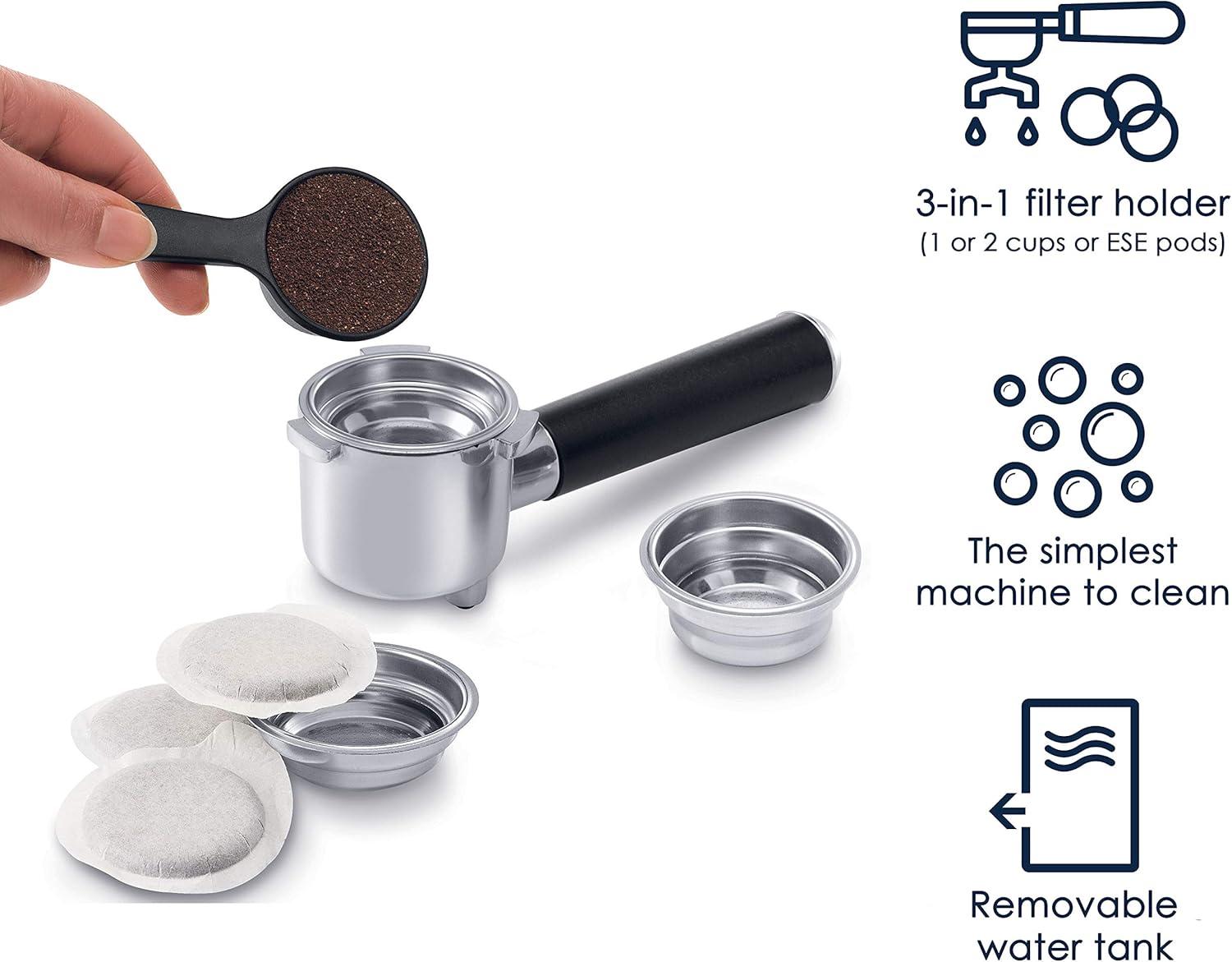 imageDeLonghi Dedica Espresso Machine with Manual Milk Frother 15Bar Pump ampamp Adjustable Tray Home Barista Coffee Maker for Espresso Latte Cappuccino ampamp Iced Coffee Italian Stainless Steel DesignRed