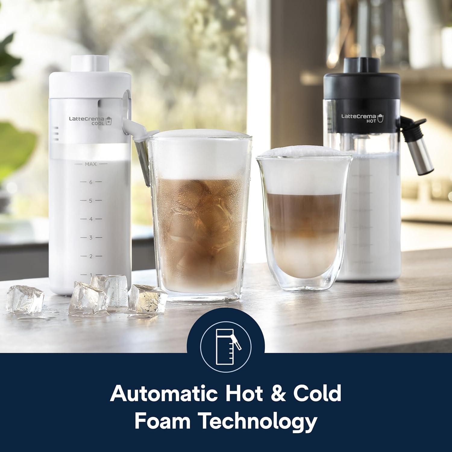 imageDeLonghi Eletta Explore Espresso Machine with Cold Brew Hot ampamp Cold Milk Frother 50 Recipes Built in Grinder User Profiles Smartphone Compatible with Bean Adapt Technology for Ideal Extractionwith Cold Brew