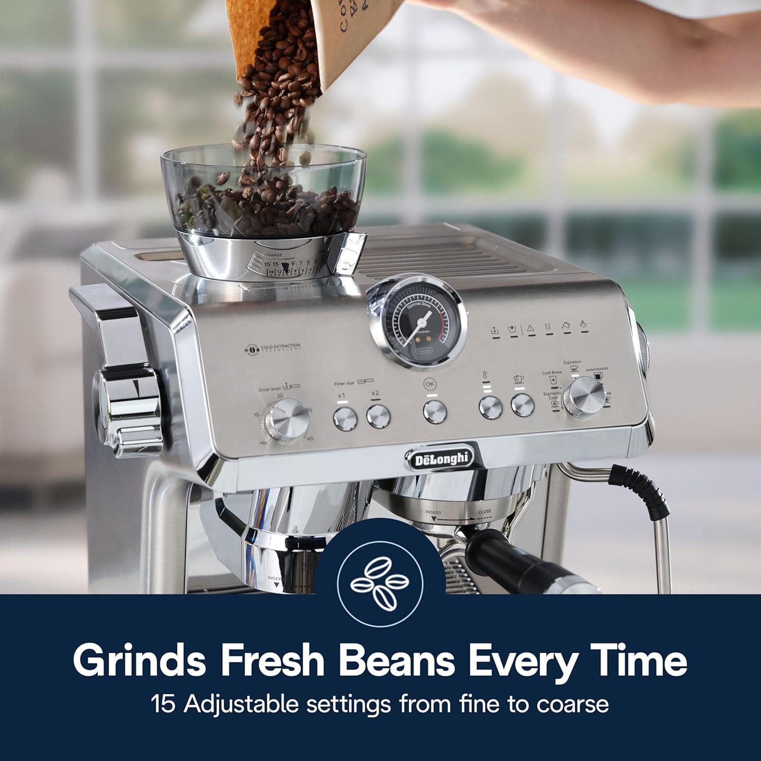 imageDeLonghi La Specialista Maestro Espresso Machine with Grinder Auto ampamp Manual Milk Frother BeantoCup Cold Brew Coffee with Cold Extraction Technology Variable Temp ampamp Tamping Tool 8 Drink PresetsOpera