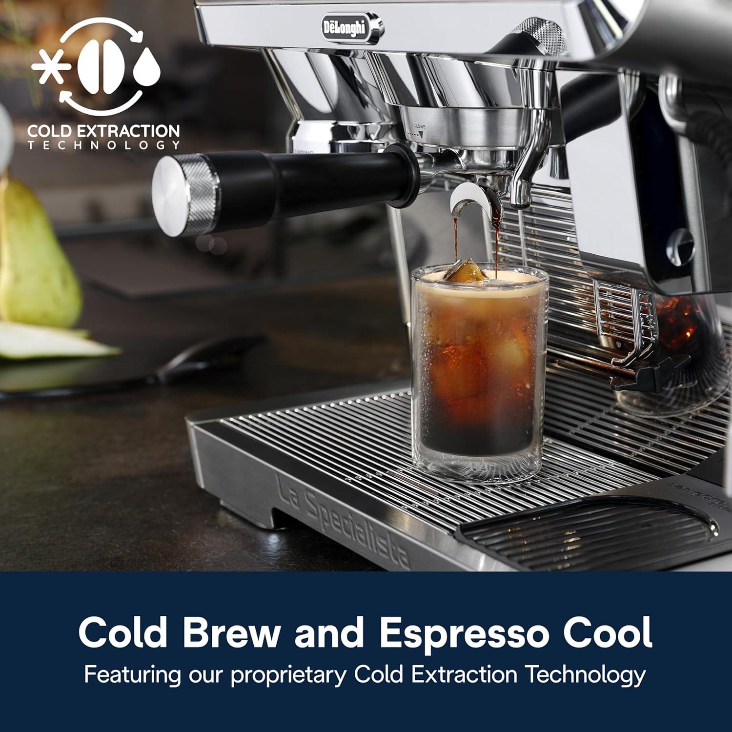 imageDeLonghi La Specialista Maestro Espresso Machine with Grinder Auto ampamp Manual Milk Frother BeantoCup Cold Brew Coffee with Cold Extraction Technology Variable Temp ampamp Tamping Tool 8 Drink PresetsMaestro