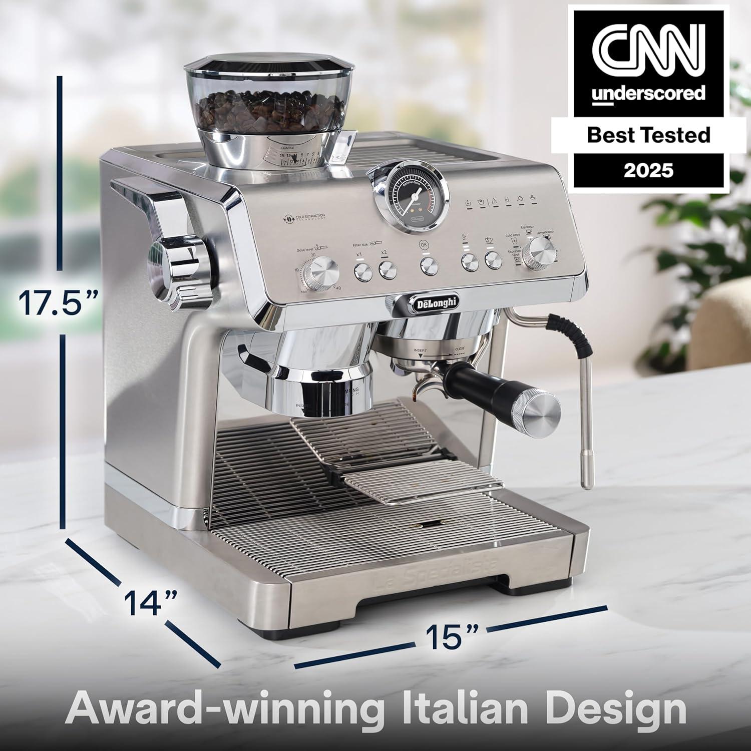 imageDeLonghi La Specialista Maestro Espresso Machine with Grinder Auto ampamp Manual Milk Frother BeantoCup Cold Brew Coffee with Cold Extraction Technology Variable Temp ampamp Tamping Tool 8 Drink PresetsOpera
