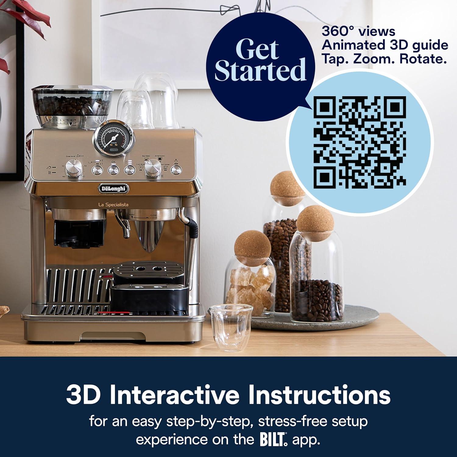 imageDeLonghi La Specialista Maestro Espresso Machine with Grinder Auto ampamp Manual Milk Frother BeantoCup Cold Brew Coffee with Cold Extraction Technology Variable Temp ampamp Tamping Tool 8 Drink PresetsArte Evo