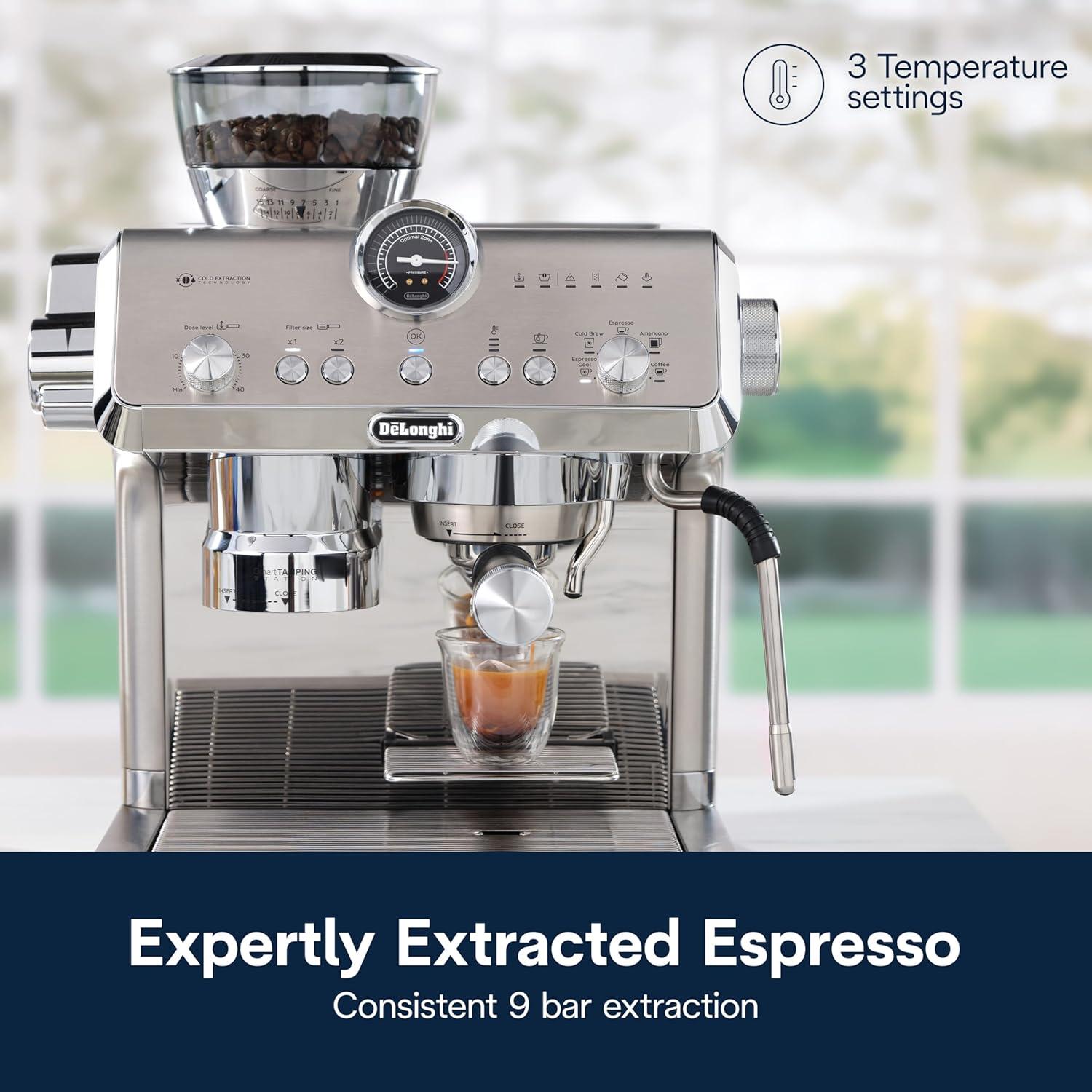 imageDeLonghi La Specialista Maestro Espresso Machine with Grinder Auto ampamp Manual Milk Frother BeantoCup Cold Brew Coffee with Cold Extraction Technology Variable Temp ampamp Tamping Tool 8 Drink PresetsOpera