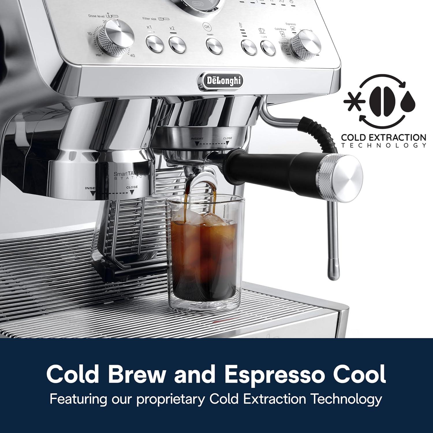 imageDeLonghi La Specialista Maestro Espresso Machine with Grinder Auto ampamp Manual Milk Frother BeantoCup Cold Brew Coffee with Cold Extraction Technology Variable Temp ampamp Tamping Tool 8 Drink PresetsOpera