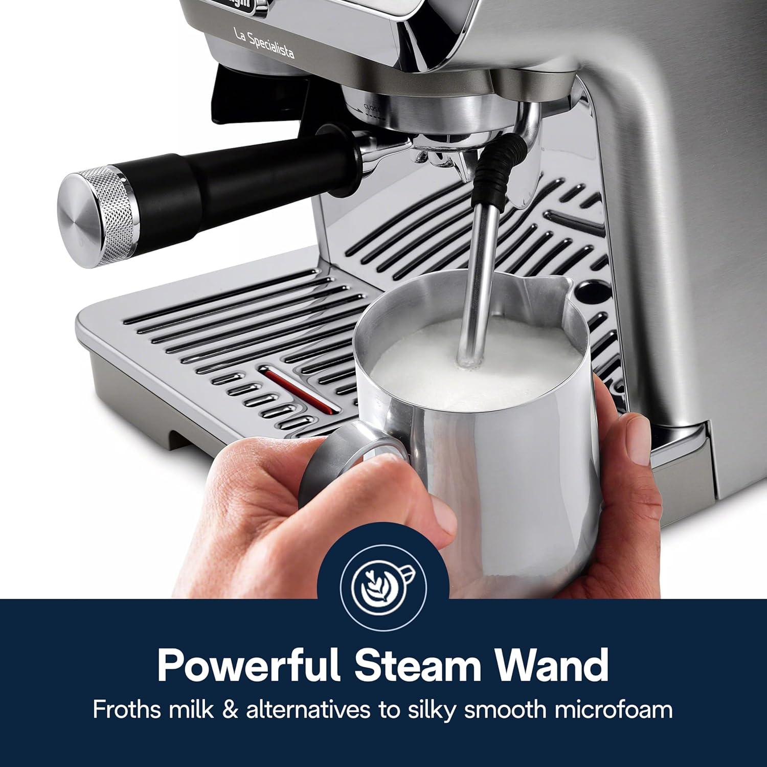 imageDeLonghi La Specialista Maestro Espresso Machine with Grinder Auto ampamp Manual Milk Frother BeantoCup Cold Brew Coffee with Cold Extraction Technology Variable Temp ampamp Tamping Tool 8 Drink PresetsArte Evo
