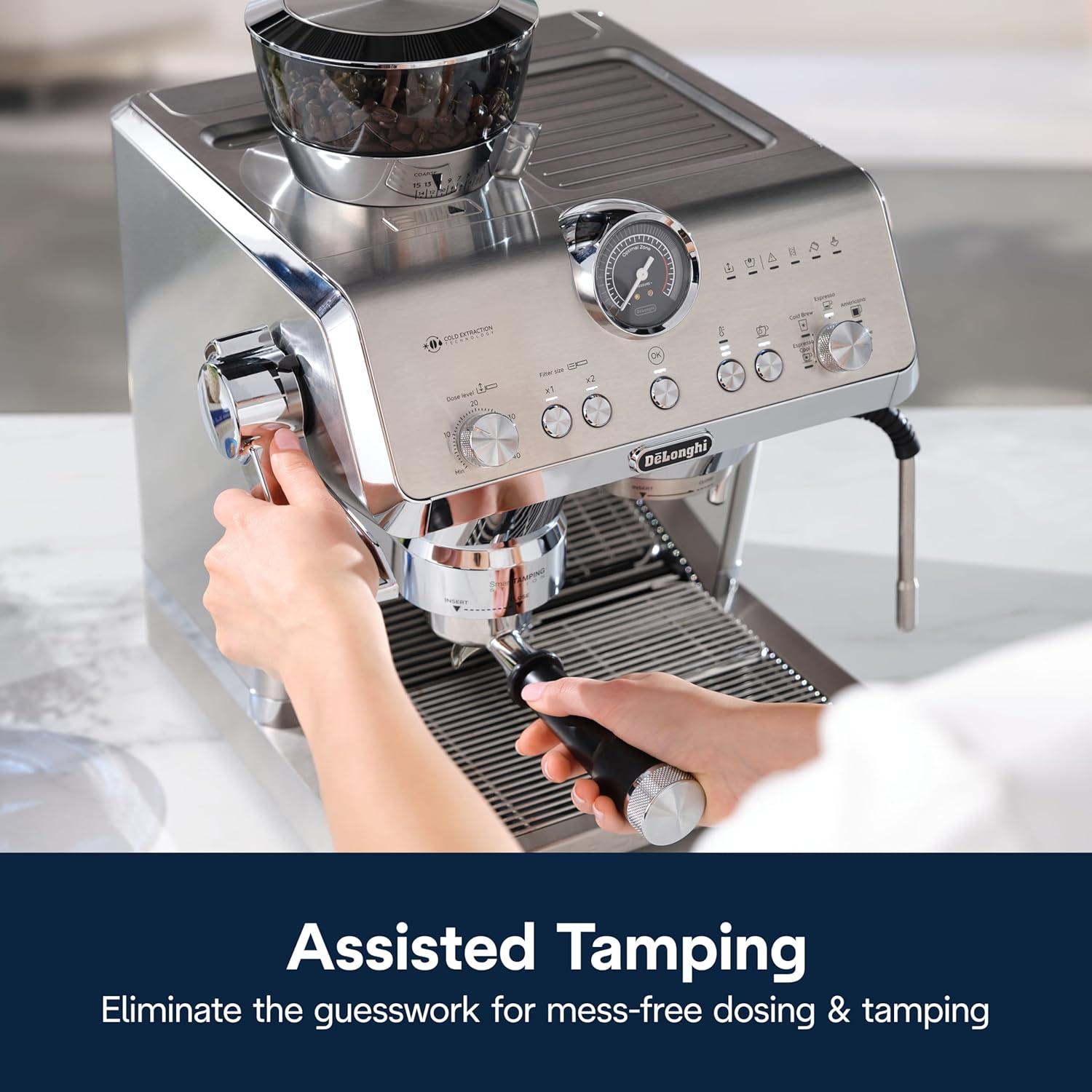 imageDeLonghi La Specialista Maestro Espresso Machine with Grinder Auto ampamp Manual Milk Frother BeantoCup Cold Brew Coffee with Cold Extraction Technology Variable Temp ampamp Tamping Tool 8 Drink PresetsOpera