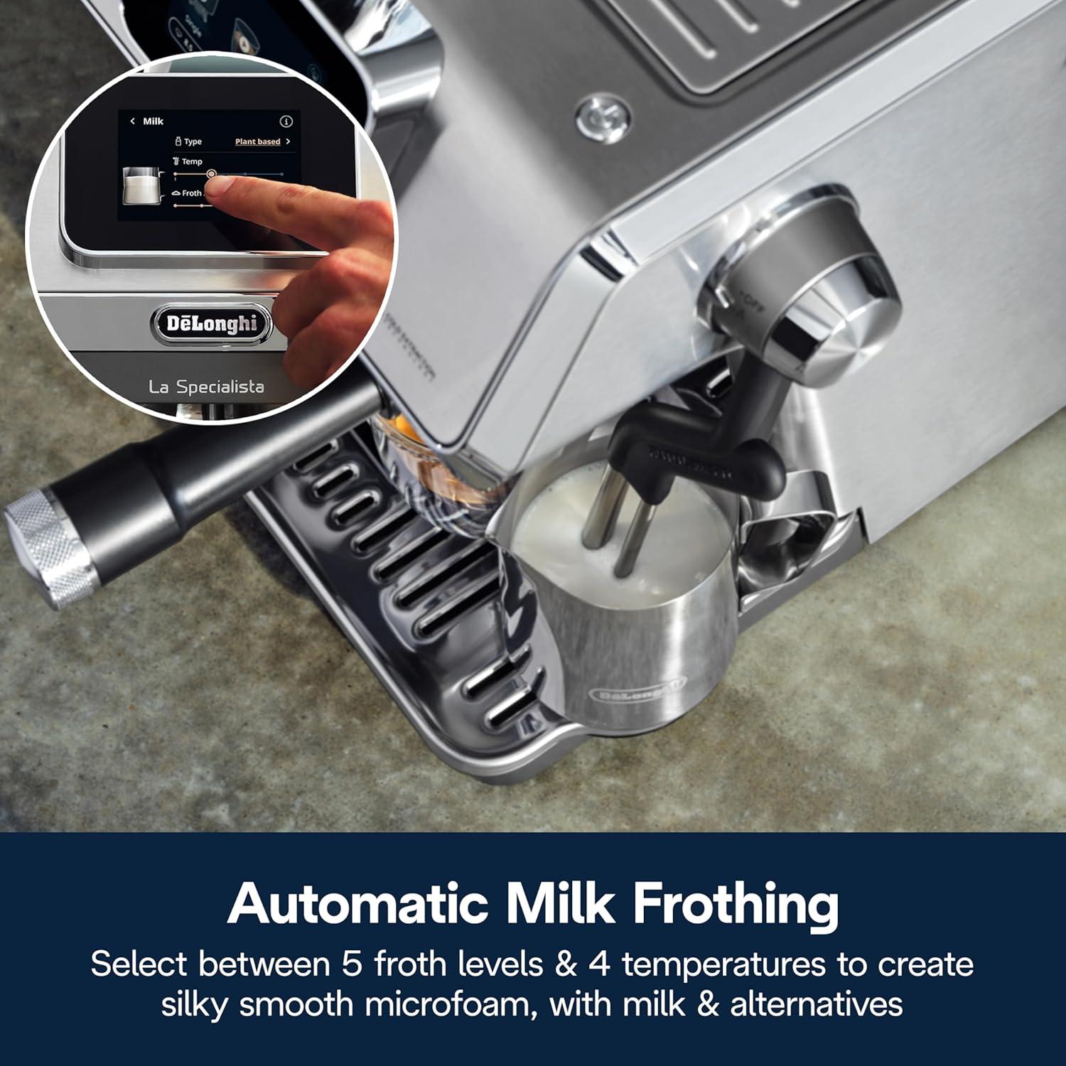 imageDeLonghi La Specialista Touch Espresso Machine with Grinder ampamp Milk Frother Cold Brew ampamp Iced Coffee Maker Burr Grinder 10 Drink Presets Compact Bean to Cup AwardWinning Italian Design