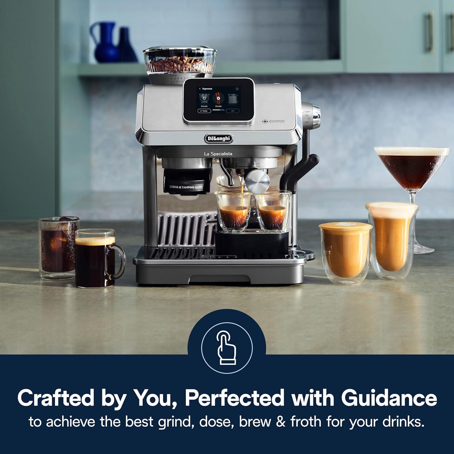 imageDeLonghi La Specialista Touch Espresso Machine with Grinder ampamp Milk Frother Cold Brew ampamp Iced Coffee Maker Burr Grinder 10 Drink Presets Compact Bean to Cup AwardWinning Italian Design