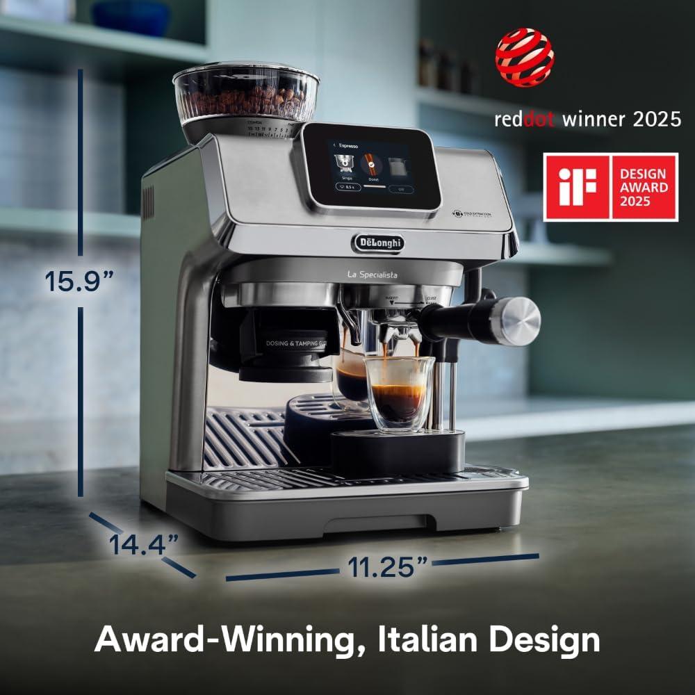 imageDeLonghi La Specialista Touch Espresso Machine with Grinder ampamp Milk Frother Cold Brew ampamp Iced Coffee Maker Burr Grinder 10 Drink Presets Compact Bean to Cup AwardWinning Italian Design