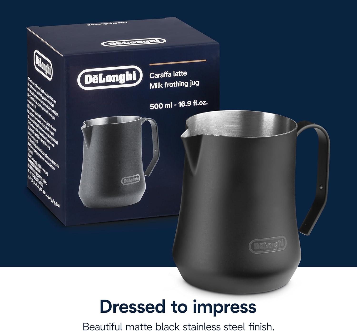 imageDeLonghi Milk Frothing Pitcher Matte Black Stainless Steel 17 oz