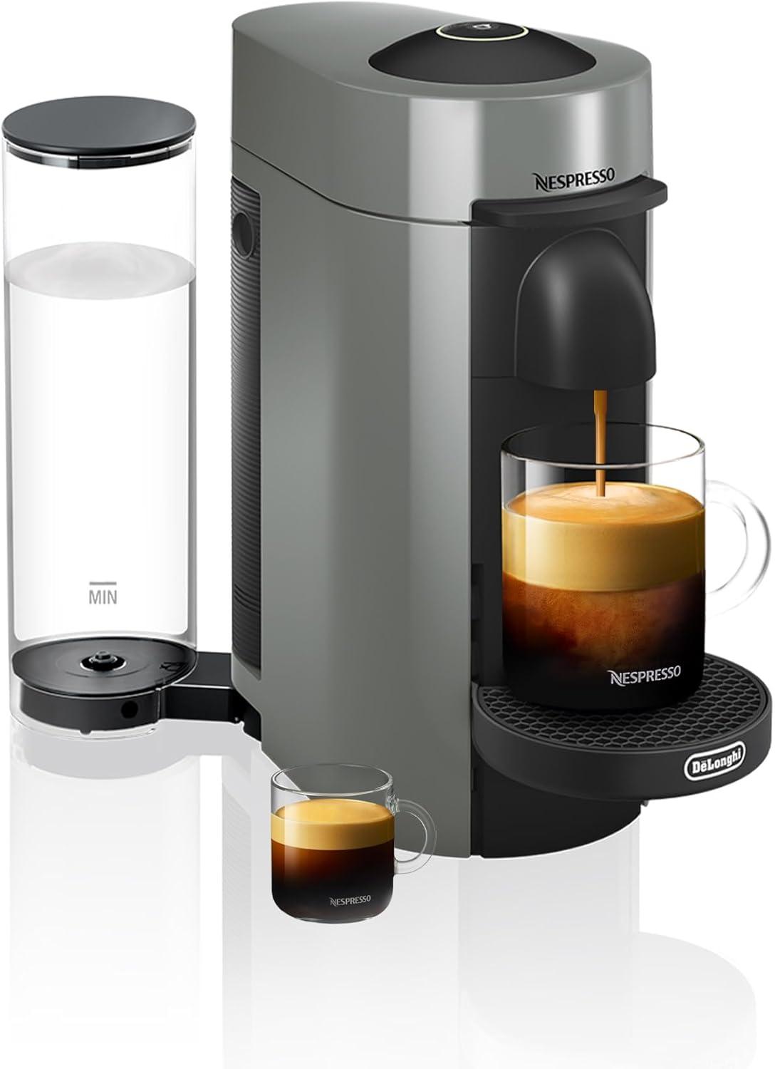 imageNespresso VertuoPlus Coffee and Espresso Machine by DeLonghi with Milk Frother Ink BlackGray