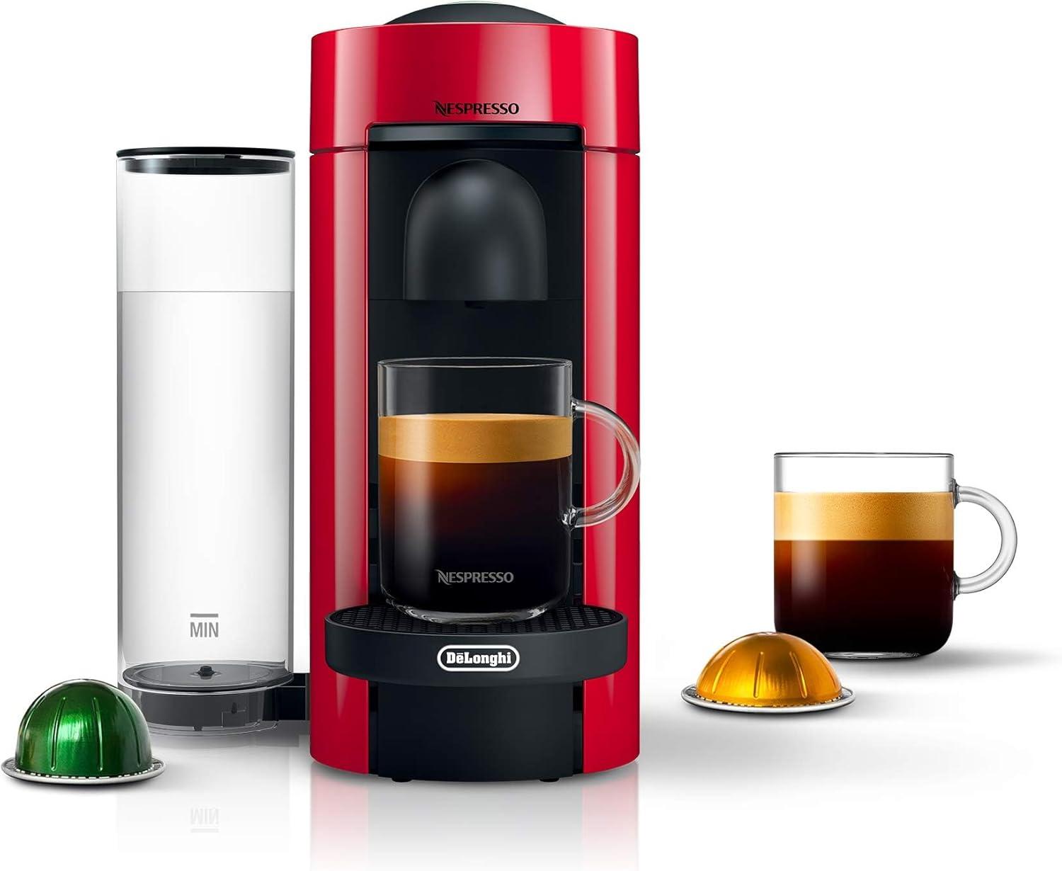 imageNespresso VertuoPlus Coffee and Espresso Machine by DeLonghi with Milk Frother Ink BlackRed