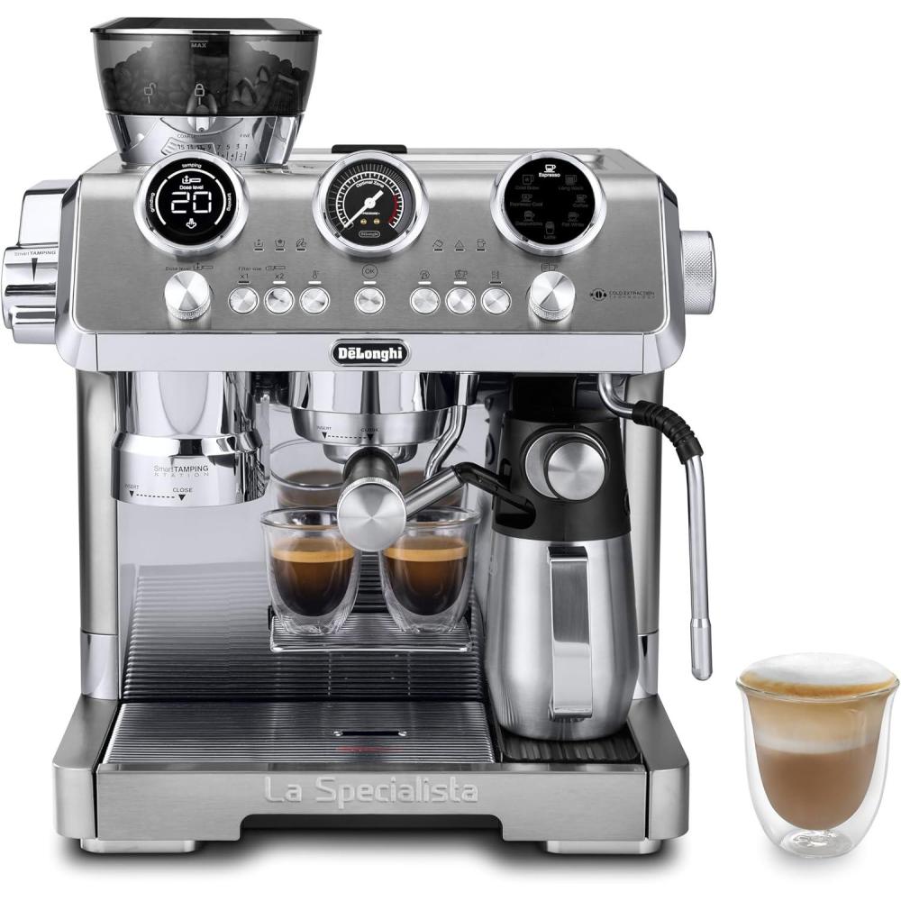 imageDeLonghi La Specialista Maestro Espresso Machine with Grinder Auto ampamp Manual Milk Frother BeantoCup Cold Brew Coffee with Cold Extraction Technology Variable Temp ampamp Tamping Tool 8 Drink PresetsMaestro